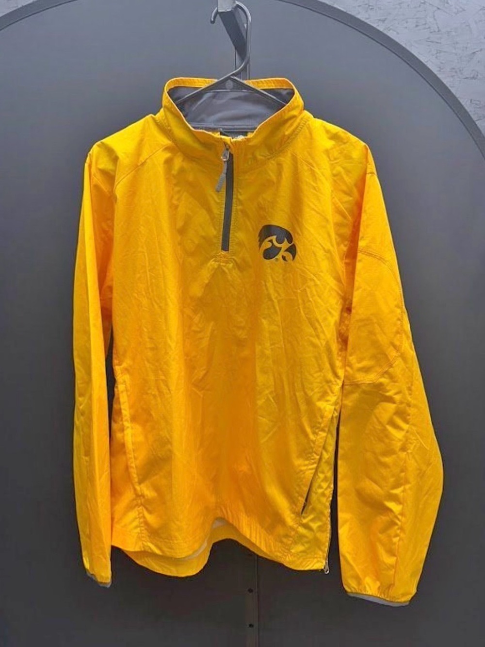 Women's Medium Gold Half-Zip Utility Jacket with Iowa Hawkeye Logo